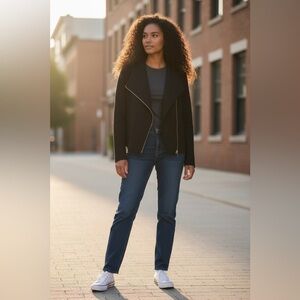 Bagatelle Black Moto-Style Asymmetric Zip Jacket XL